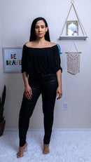 Off the Shoulders Black Blouse
