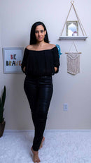 Off the Shoulders Black Blouse