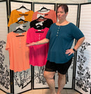 Short Sleeve Henley Top- Mustard(389)