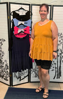 Sleeveless Tiered Ruffle Tunic-Spring Blue(576)