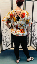 Open Back Fall Floral Peplum Top(98)