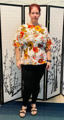 Open Back Fall Floral Peplum Top(98)