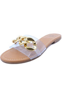 Lexi 1 Clear Sandals Gold Chain Slides