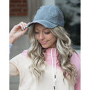 Distressed Ponytail Baseball Hat - gray
