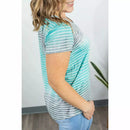 Olivia Ocean Stripes Tee - Teal Vibes