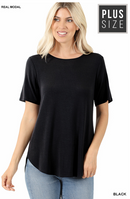 Modal Round Neck Top-Black(369)