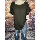 Rolled Sleeve Boat Neck Top