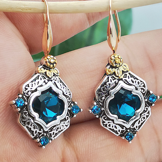 Blue Caribbean crystal drop earrings