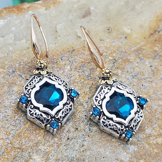 Blue Caribbean crystal drop earrings