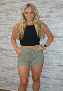 Out and About Casual Shorts - olive
