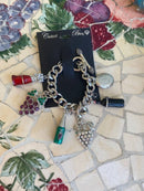 Silver Wine Spirits Charm Bracelet