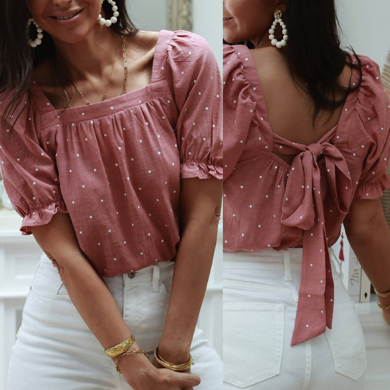 Ava Pink Dotted Blouse