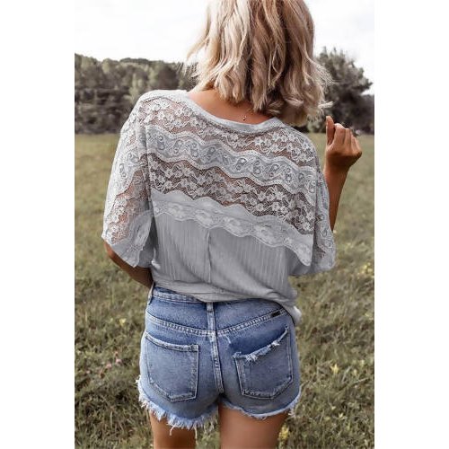 Gray Lace Top