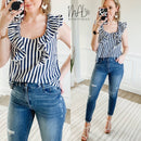 Melanie Striped Square Neck Blouse