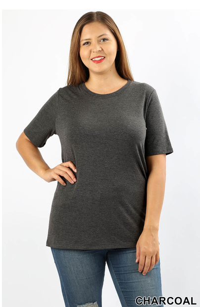 Short Sleeve Round Neck Tee-Charcoal(560)