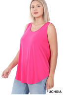 Sleeveless Round Neck Round Bottom-Fuchsia(566)