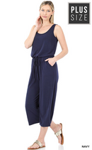Sleeveless Jumpsuits-Navy(562)