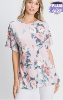 Flutter Sleeve Pink Floral Top(96)