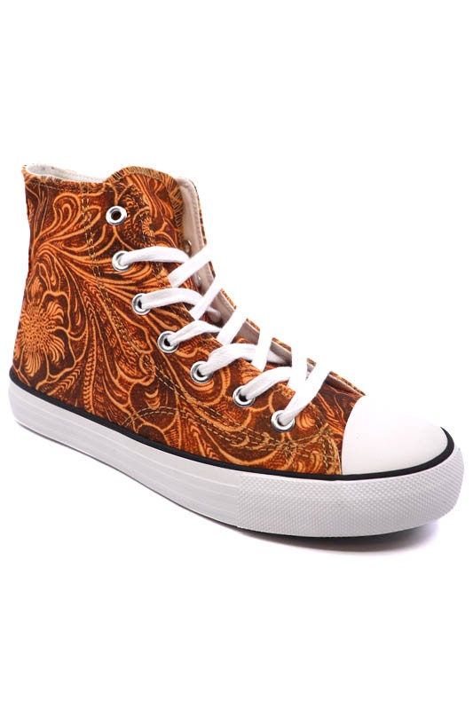 Star 24 Rusted Tooled Canvas Hi-Top Sneakers