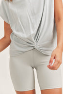 Tiana Twist-Front Crew Neck Tee