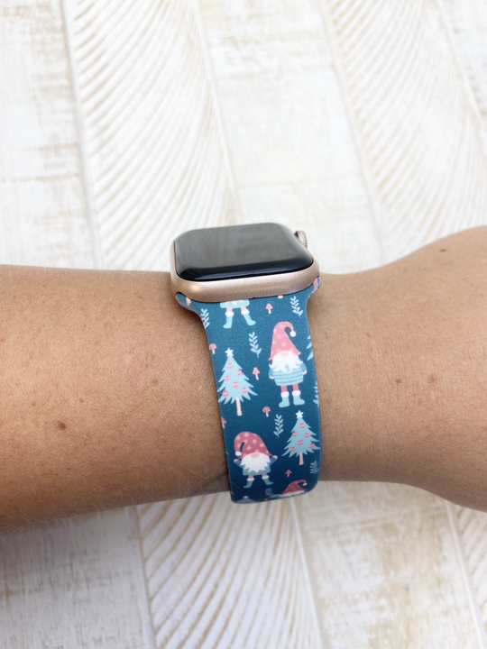 Holiday Gnome Printed Silicone Smart Watch Band