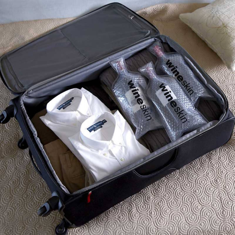 Wine Skin Bottle Travel Bag Set (Set of 2)