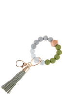 Olive Bangle Keychain | Silicone Wristlet Key Ring | Bead Bracelet