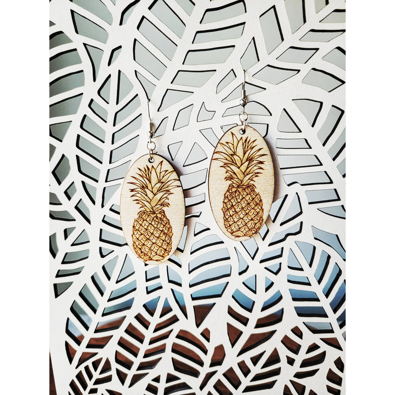 Engraved Pineapple Earrings
