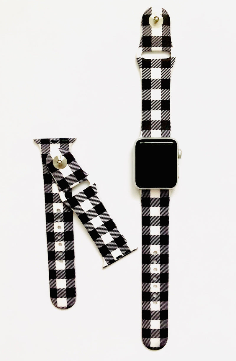 Black and White Buffalo Plaid Apple Watch Band