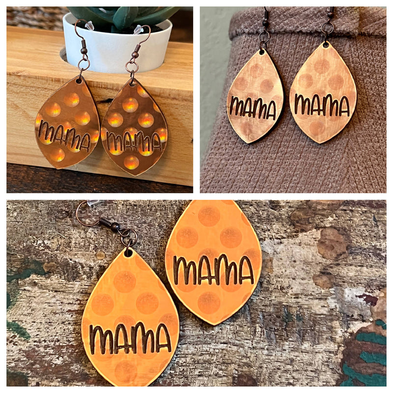 copper holographic mama earrings