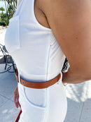 White Belted Jumpsuit