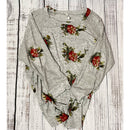 Plus size floral hacci raglan elbow patch shirt