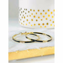 Gorgeous Black Enamel & Goldplated Hoop Earrings