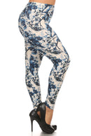 Navy Floral Leggings(329)