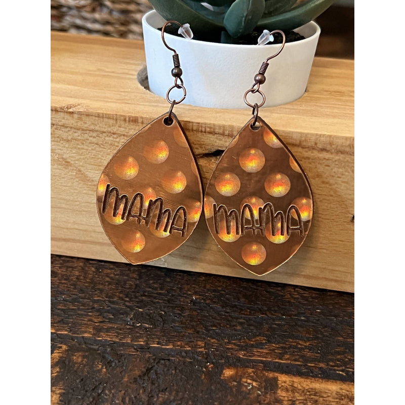 copper holographic mama earrings