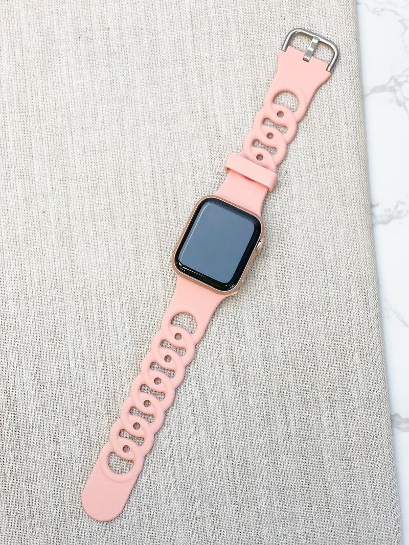 Silicone Link Smart Watch Band - Pink