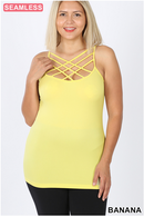 Triple Cross Front Cami-Green/Yellow/Orange Tones-5 Colors(34)