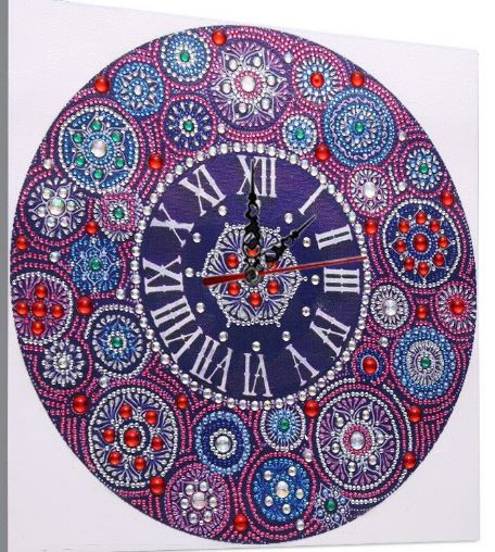 Diamond Dot DIY Paintings- Partial Round Rhinestones 14x14-3 Clock Designs(624)