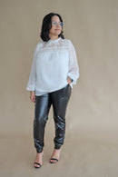 Swiss Dot White Blouse