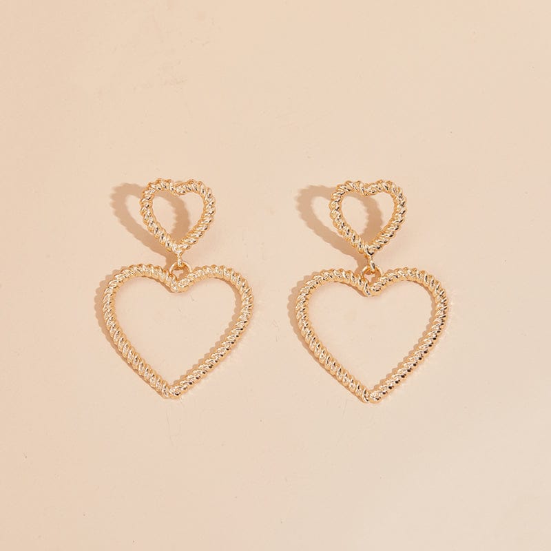Golden Double Heart Earring - Rhondas Beauty Banter Boutique