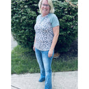 Sage green animal print top