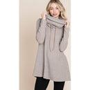 COWL NECK TOP WITH SUEDE STRAPS