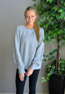 Second Glance Cable Knit Sweater -gray