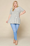 Peplum Hearts Top-Grey(332)