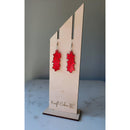 Red Mirror Acrylic Poinsettia Earrings