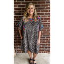 Grey Leopard Embroidered Dress