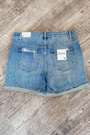 Light Wash Raw Hem Shorts - PLUS