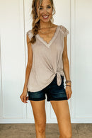 Romantic Taupe Lace Top