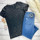 Olivia in Gorgeous Foiled Stars Tee