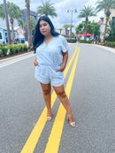 Pom Pom Sky Blue Romper